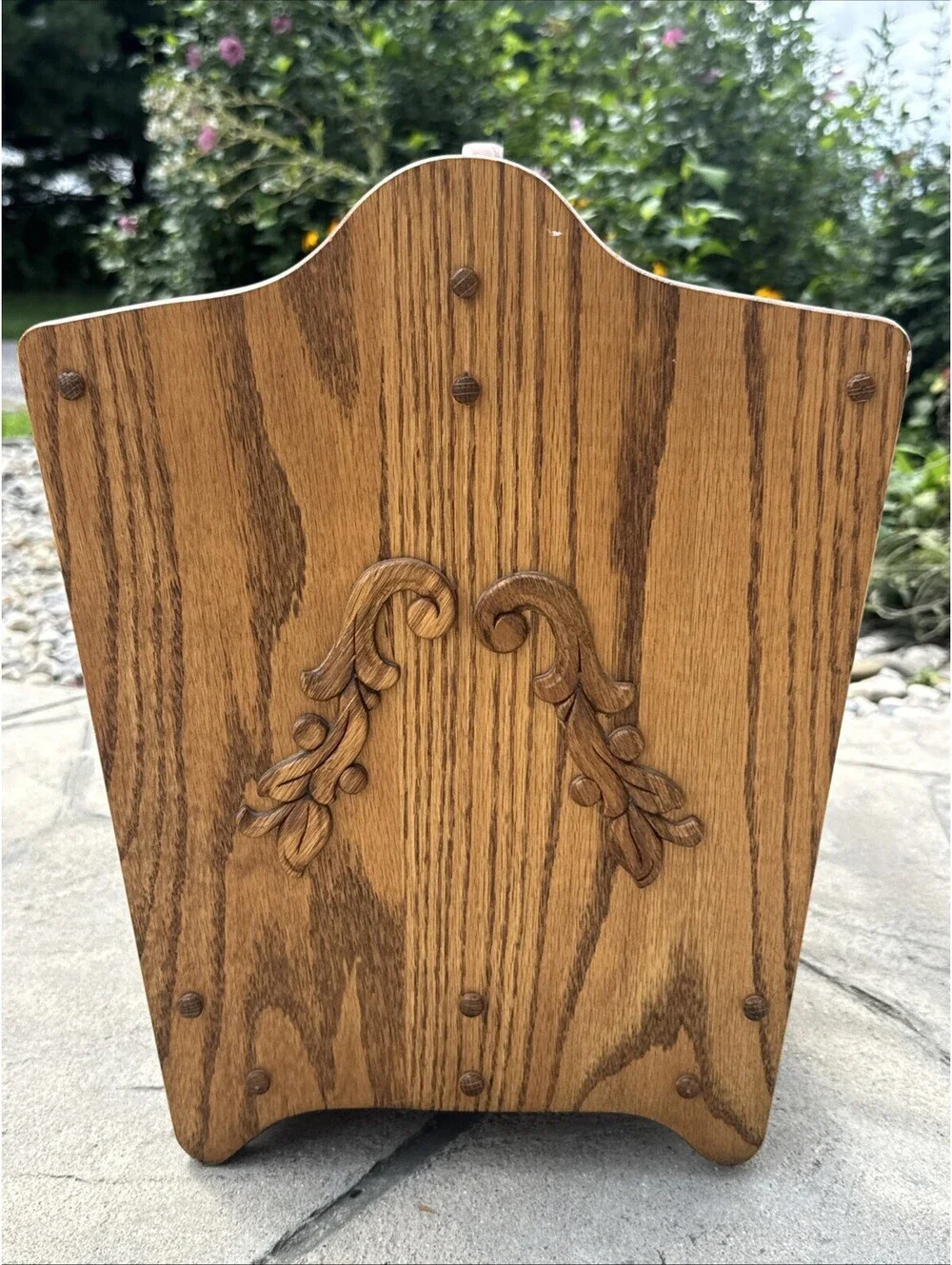 Solid Wood Oak Magazine Records LP Holder With Spindles MCM 2 Sections 19x16x12”